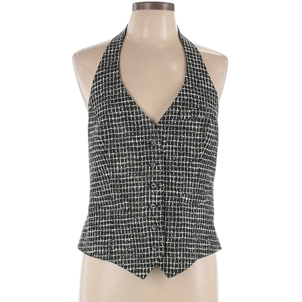 Anne Fontaine CLEA Tweed Halter Vest Waistcoat Designer Size 44 Halter Top US 12